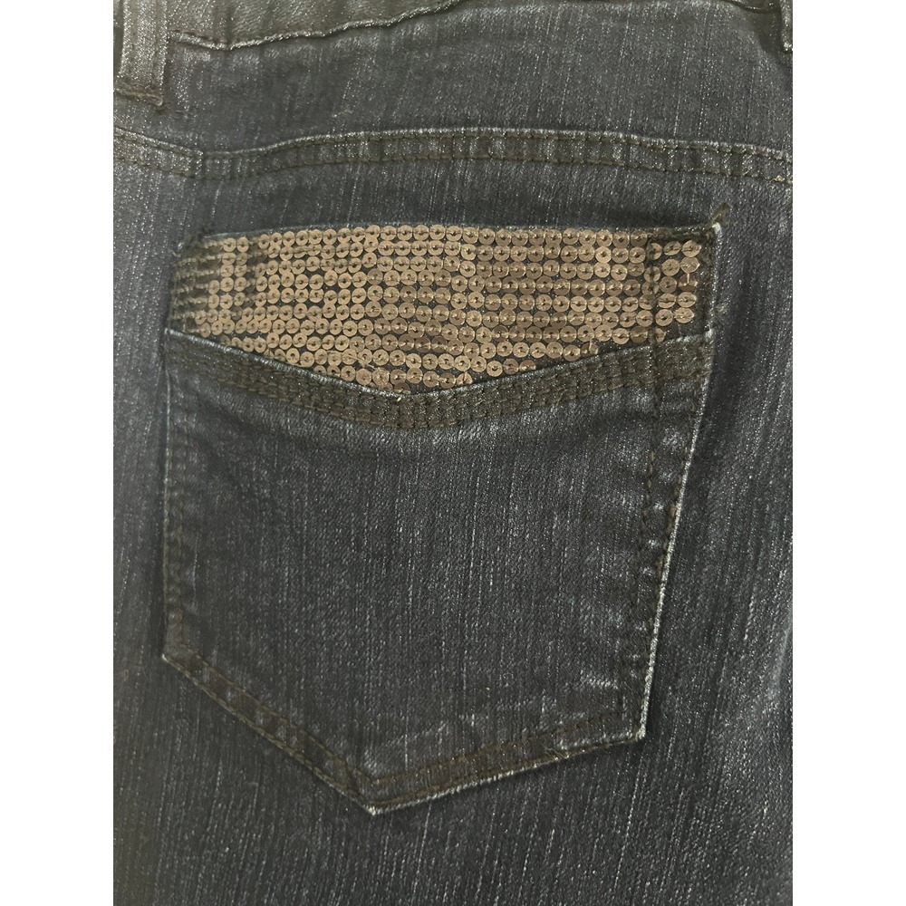 Madison Womens Dark Wash Sequin Embellished Straight Leg Jeans Blue Size 12 - Picture 4 of 5
